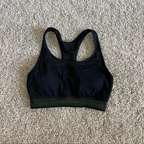 Forever 21 Black & Neon Yellow Sports Bra - Picture 1 of 5